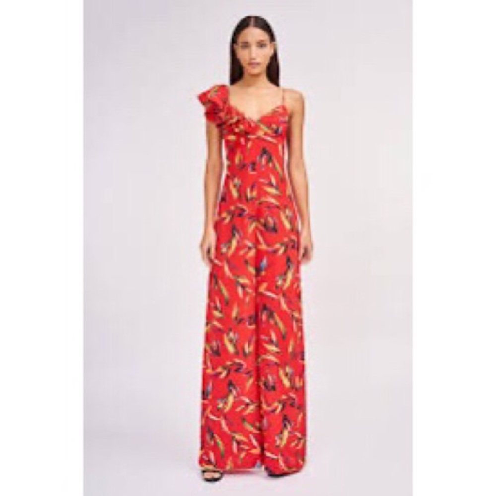 AMUR Brielle Jumpsuit in Fire Red.